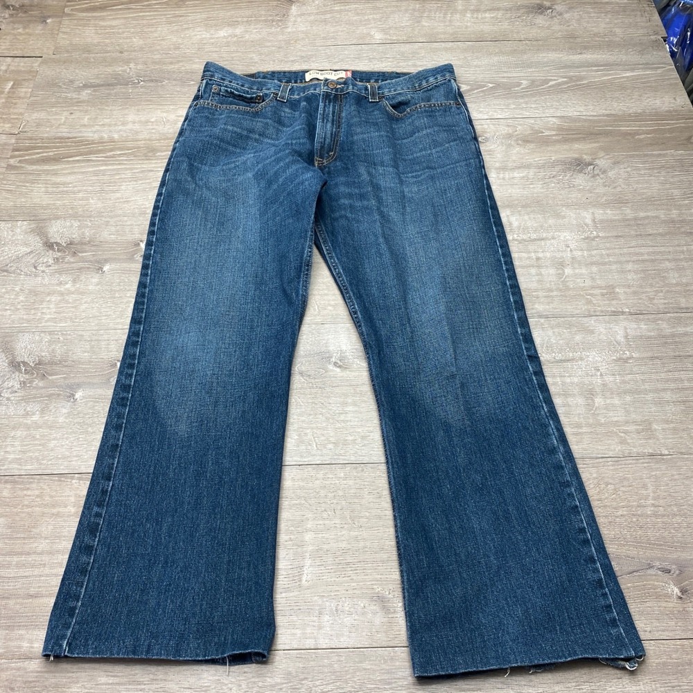 Levis Jeans 527 Low Boot Cut Mens 38x32 Blue Cotton Denim Slim Fit Casual - Picture 1 of 10